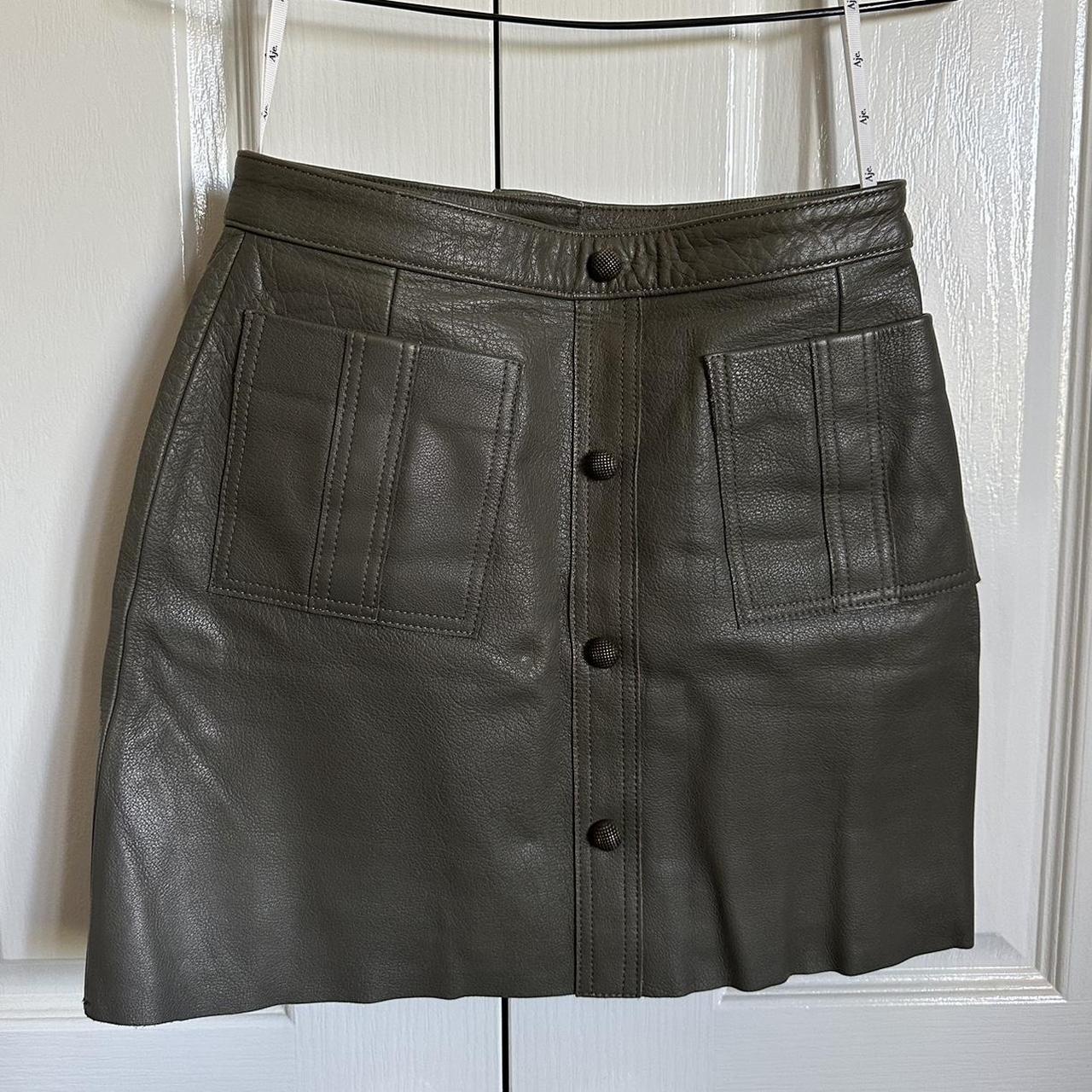 Aje green leather skirt sale