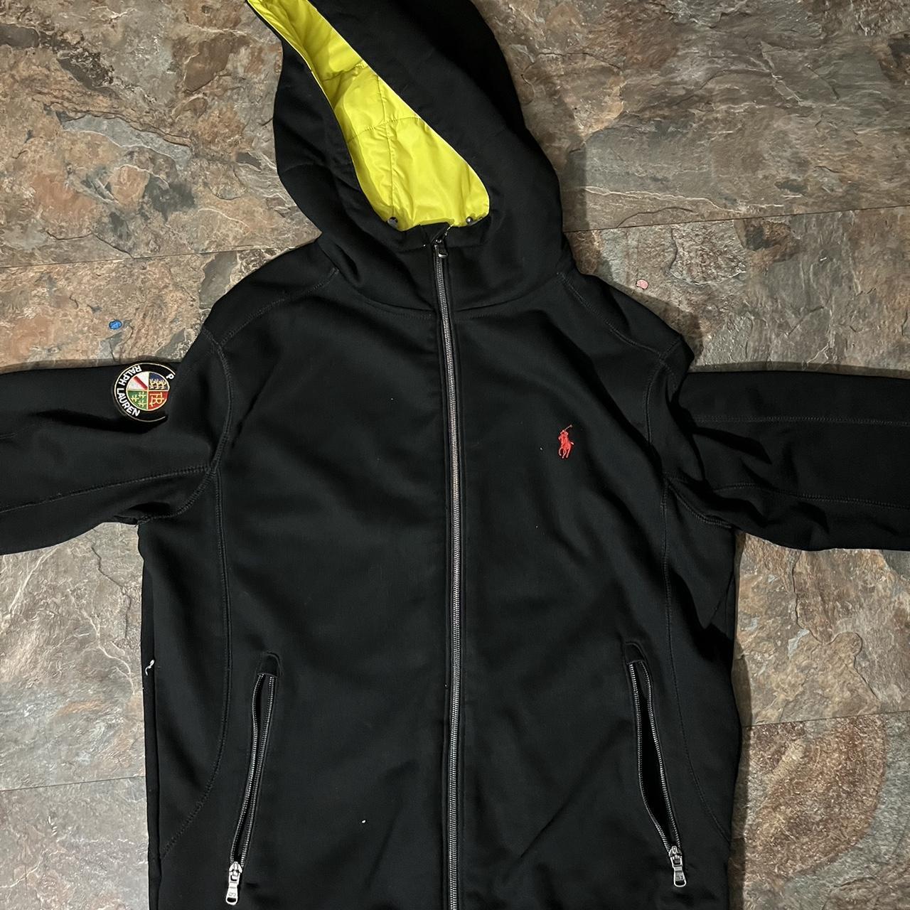 Black and yellow polo hoodie hotsell