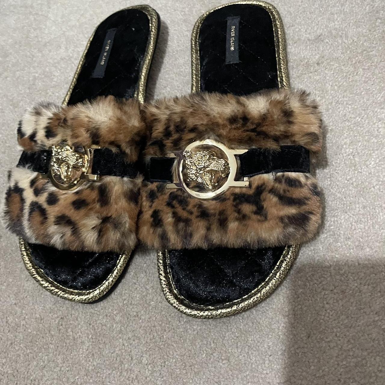 River island sale leopard print slippers