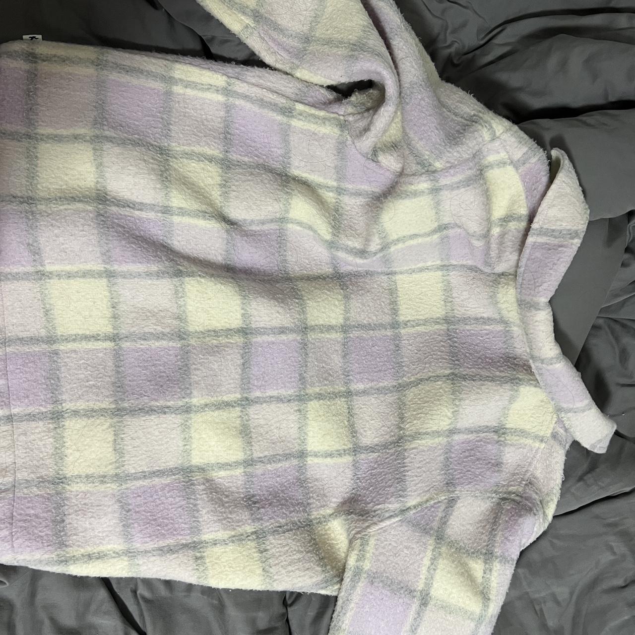 Hollister ASOS Plaid Shacket Small Lavender Cream Oversized Relaxed Street  NWT