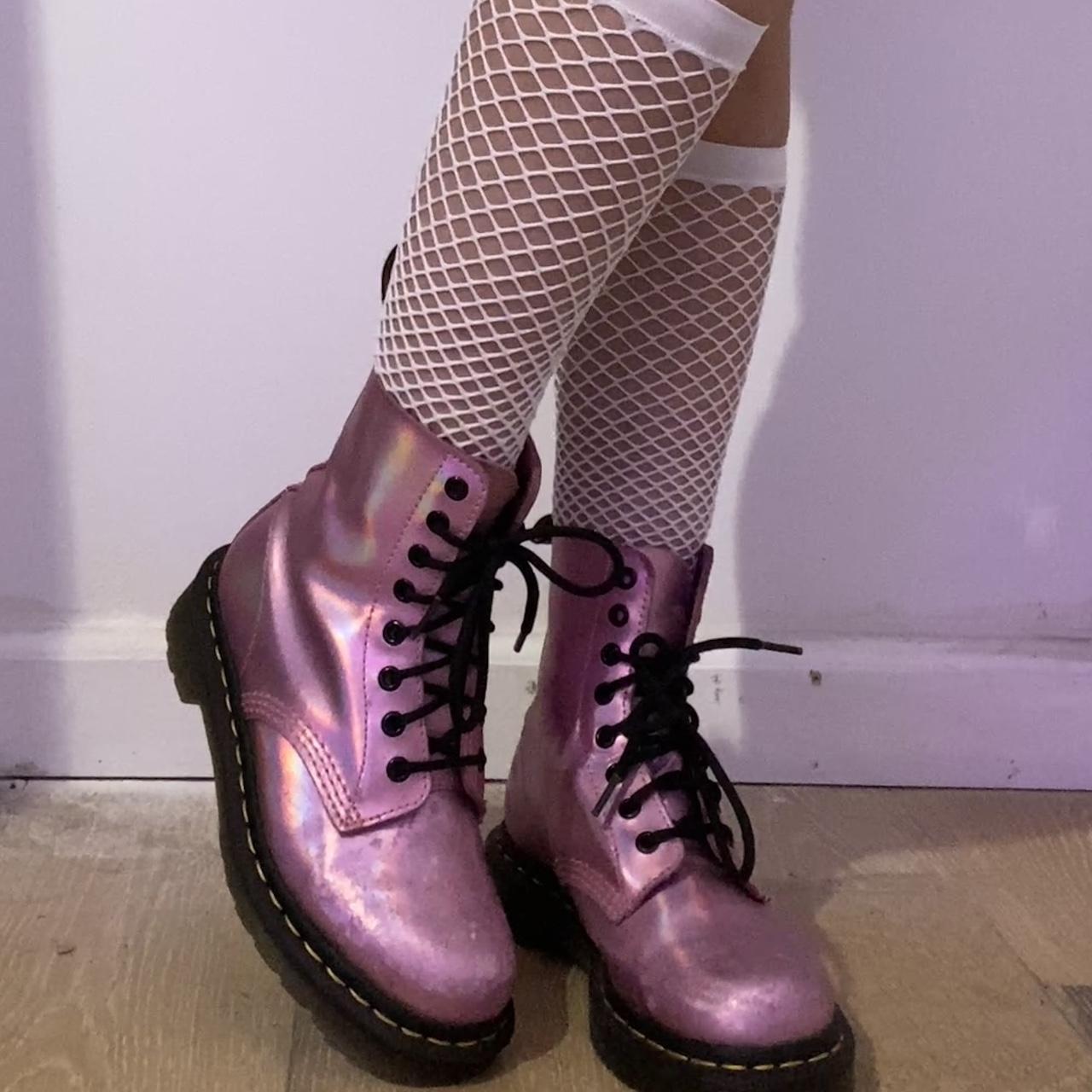 Pink holographic hotsell dr martens