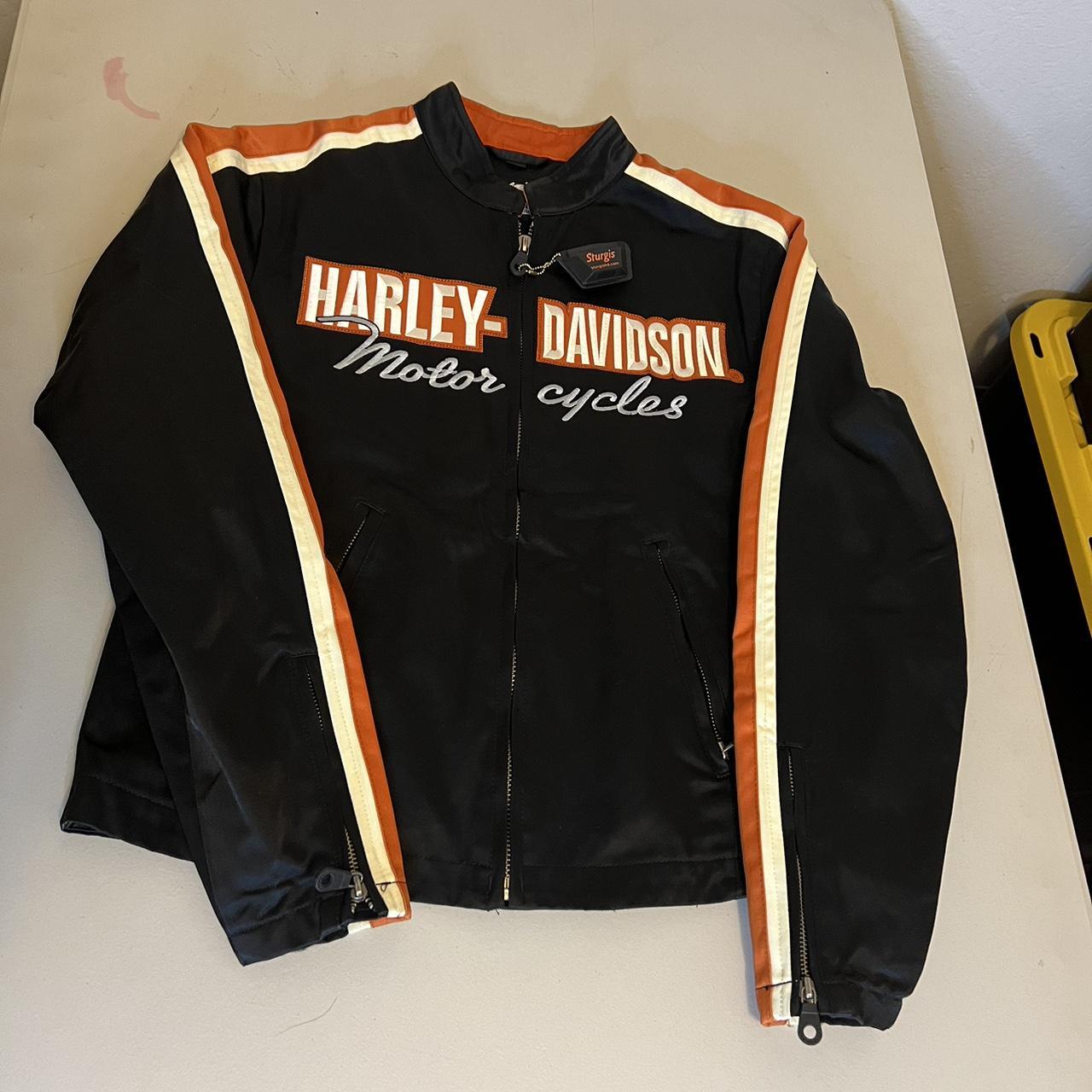Women’s Vintage Harley-Davidson Black Orange riding... - Depop