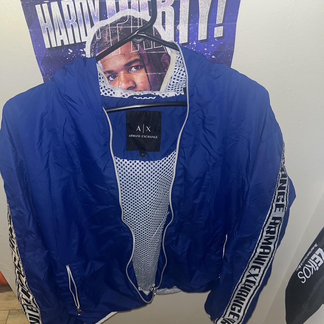 Armoni Exchange blue wind breaker jacket. Goes for Depop