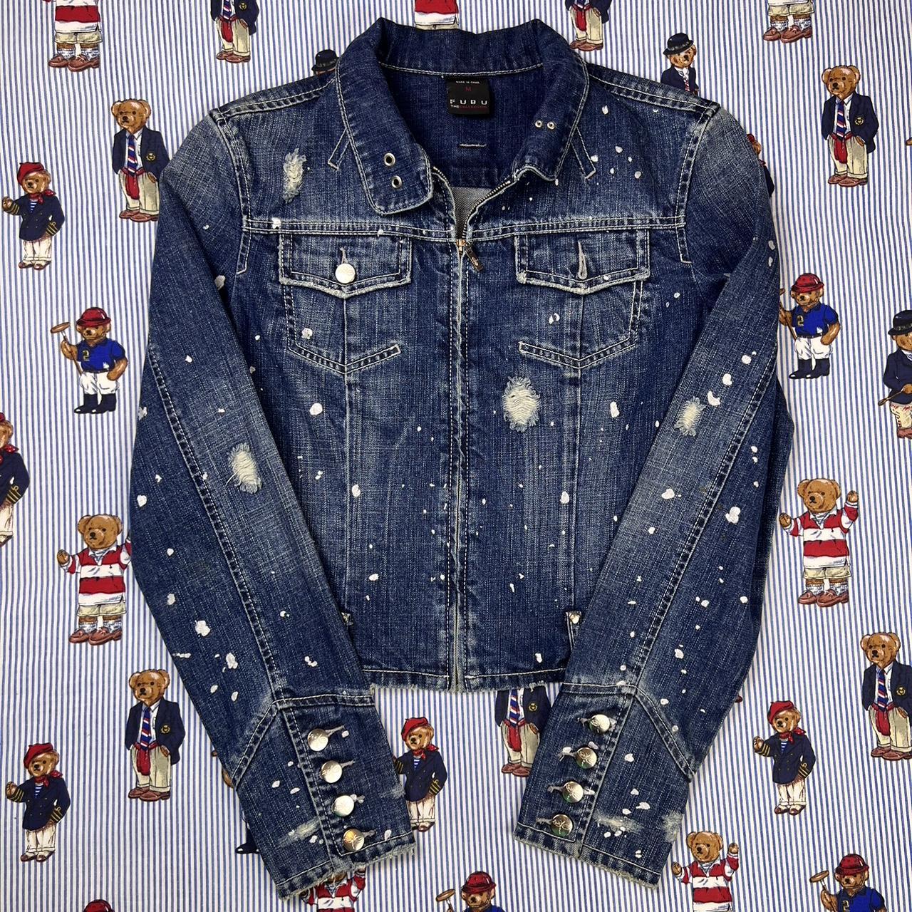 Woman s Y2K Fubu Distressed Button Up Denim Jacket Depop