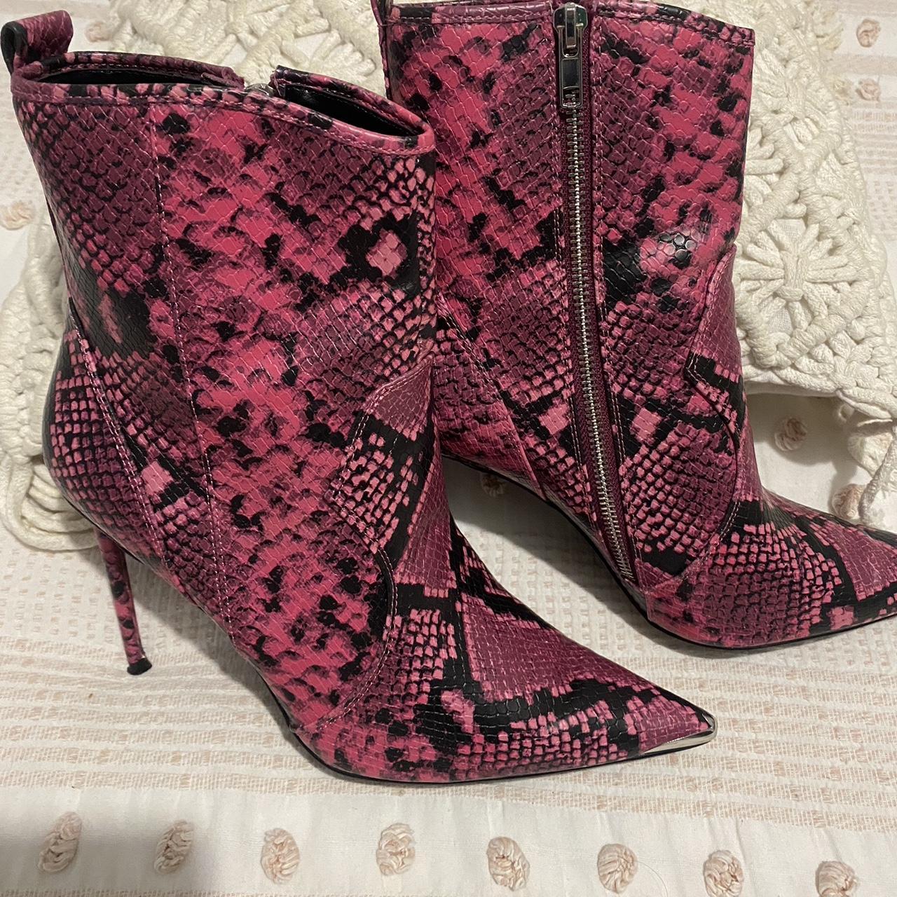 Pink snakeskin booties best sale