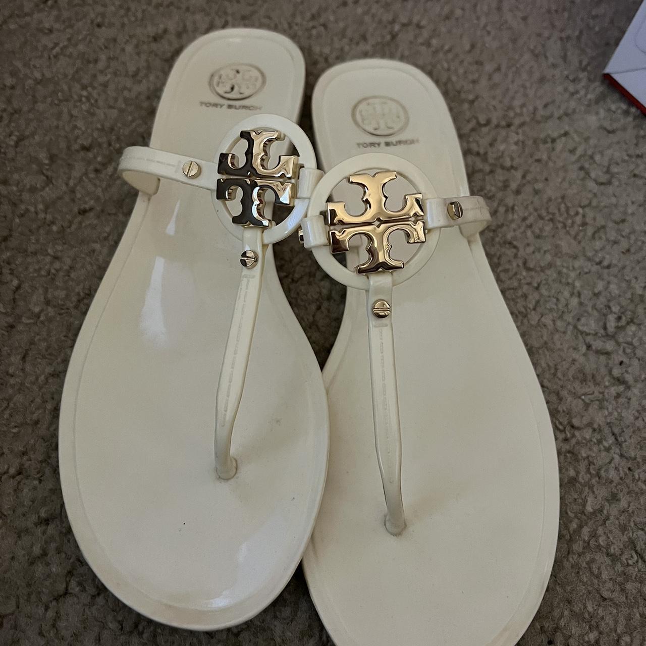 Tory burch white discount and gold sandals