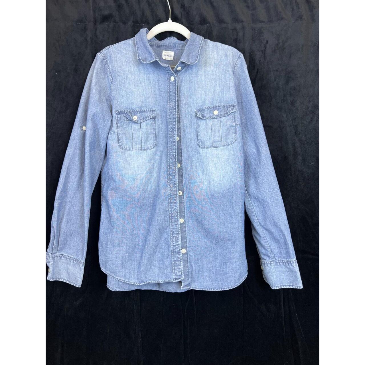 J. Crew Womens Denim Button Down Long Sleeve Blue... Depop