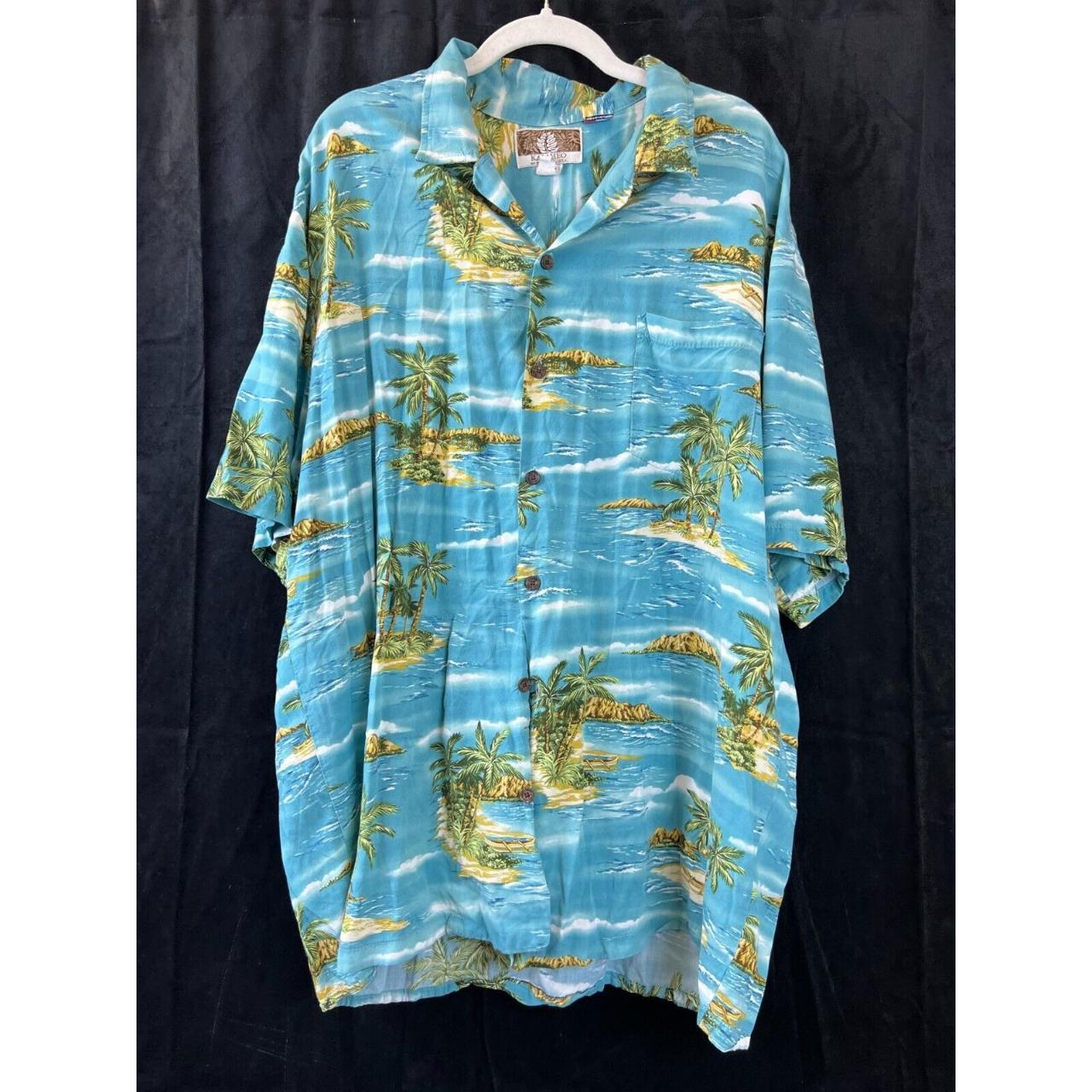 Kalaheo Mens Short Sleeve Blue Button Up Hawaiian... Depop