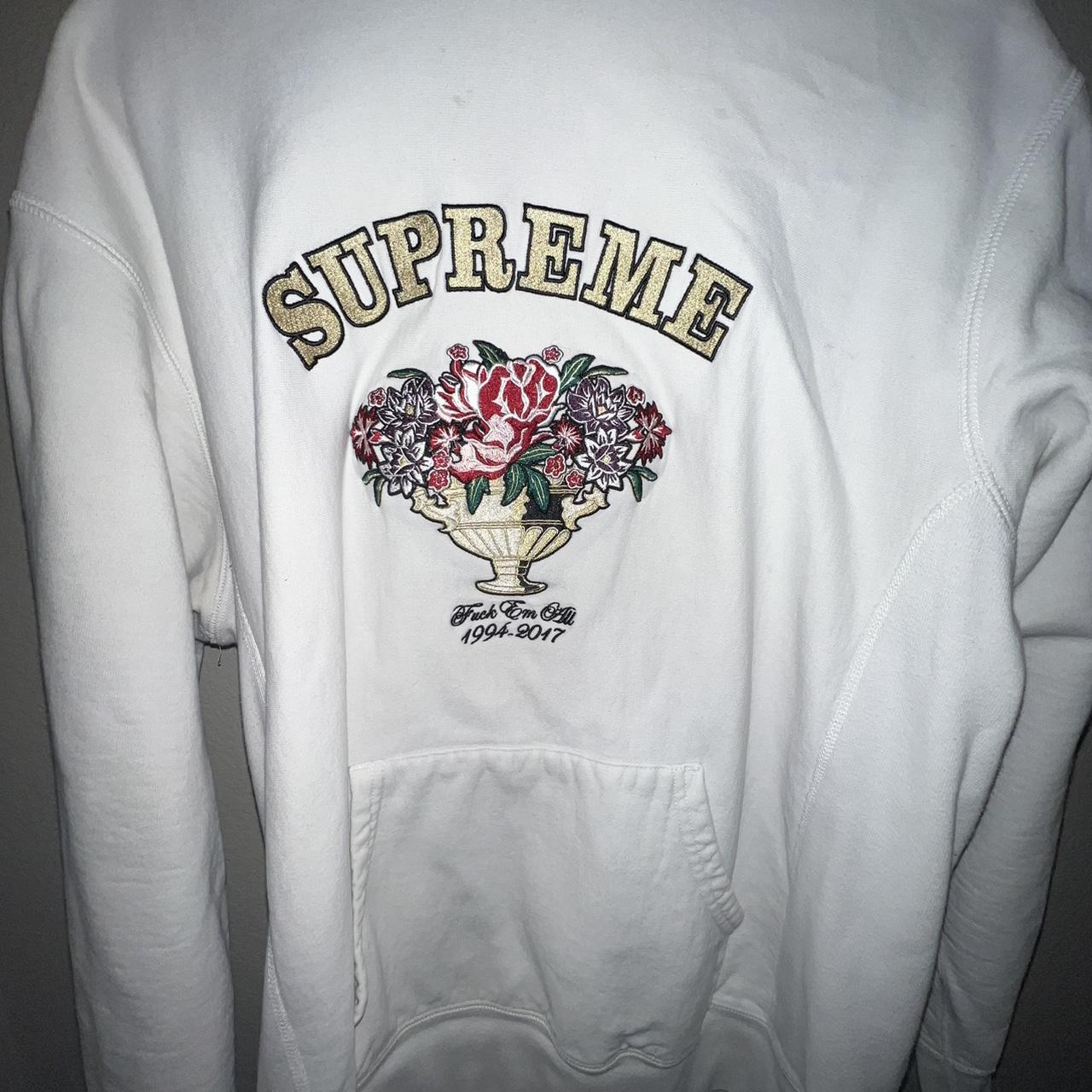 Supreme 'Fuck Em All' Flower Hoodie | Depop