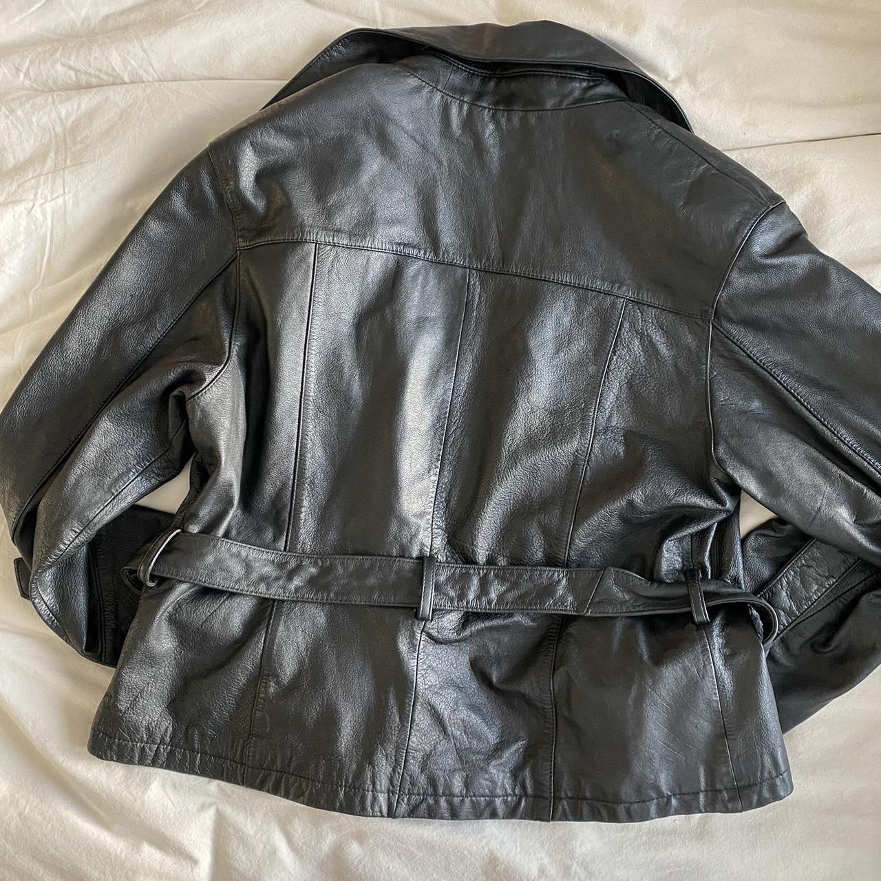 Vintage Wilson’s Leather black belted Jacket Size... - Depop