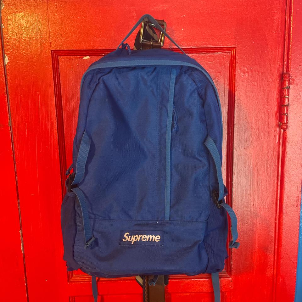 Blue supreme-backpack - Depop