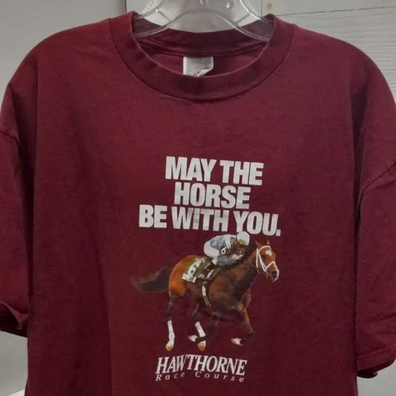 Hawthorne Race Course Horse T-Shirt Size XL Armpit... - Depop