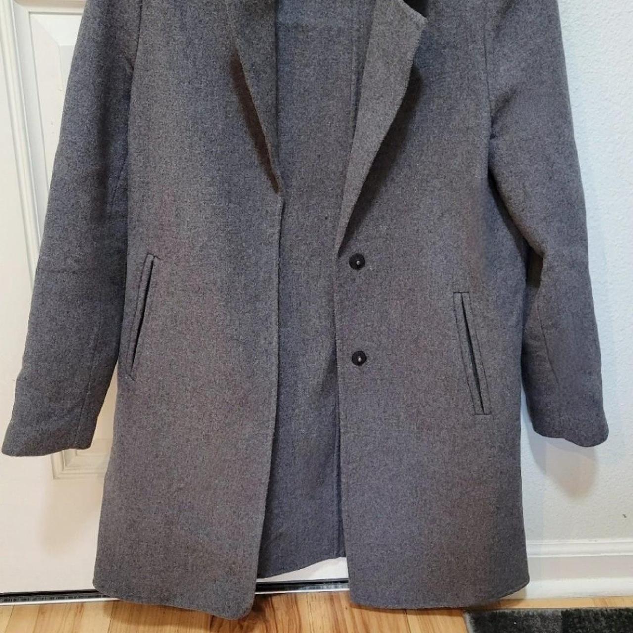 Grey ZARA Pea coat I've outgrown this needs a new... - Depop