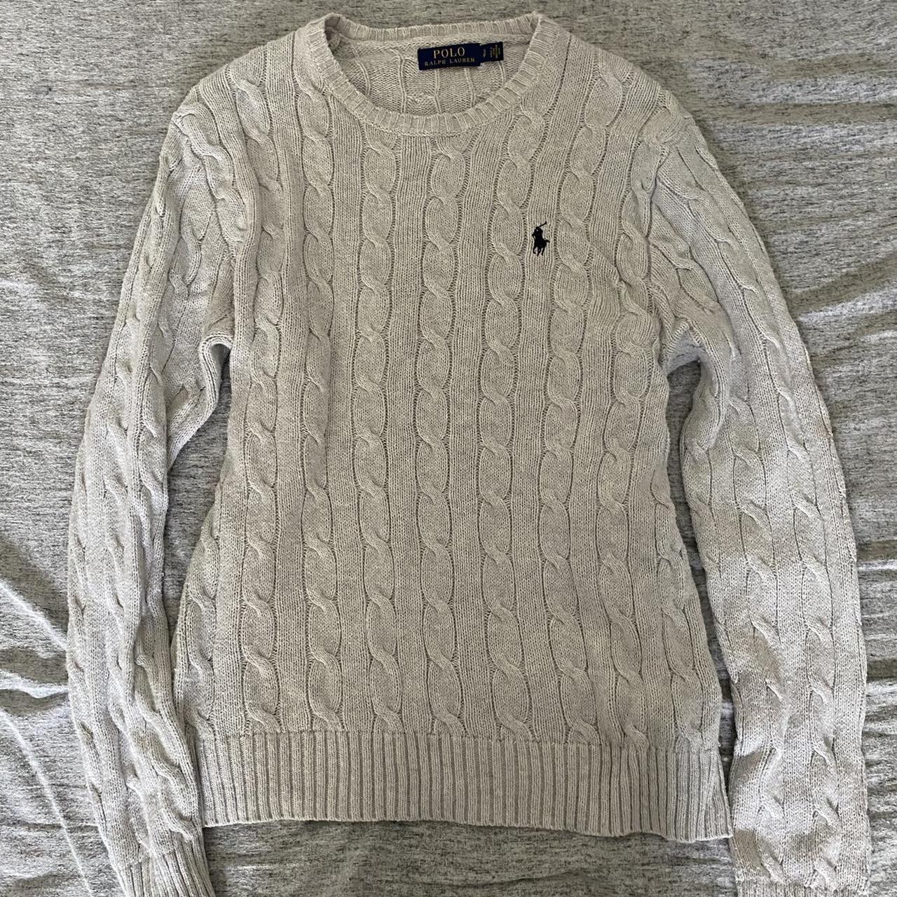 Polo Ralph Lauren - cable knit cotton grey sweater -... - Depop