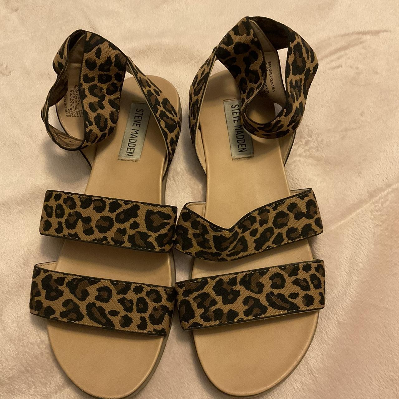 Steve Madden leopard print elastic strap sandals.... - Depop