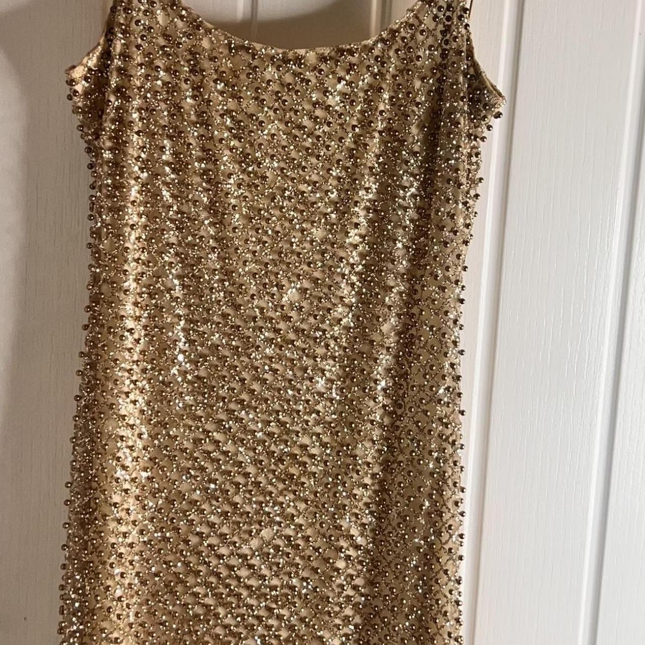 Drop a glint embellished mini dress in gold best sale