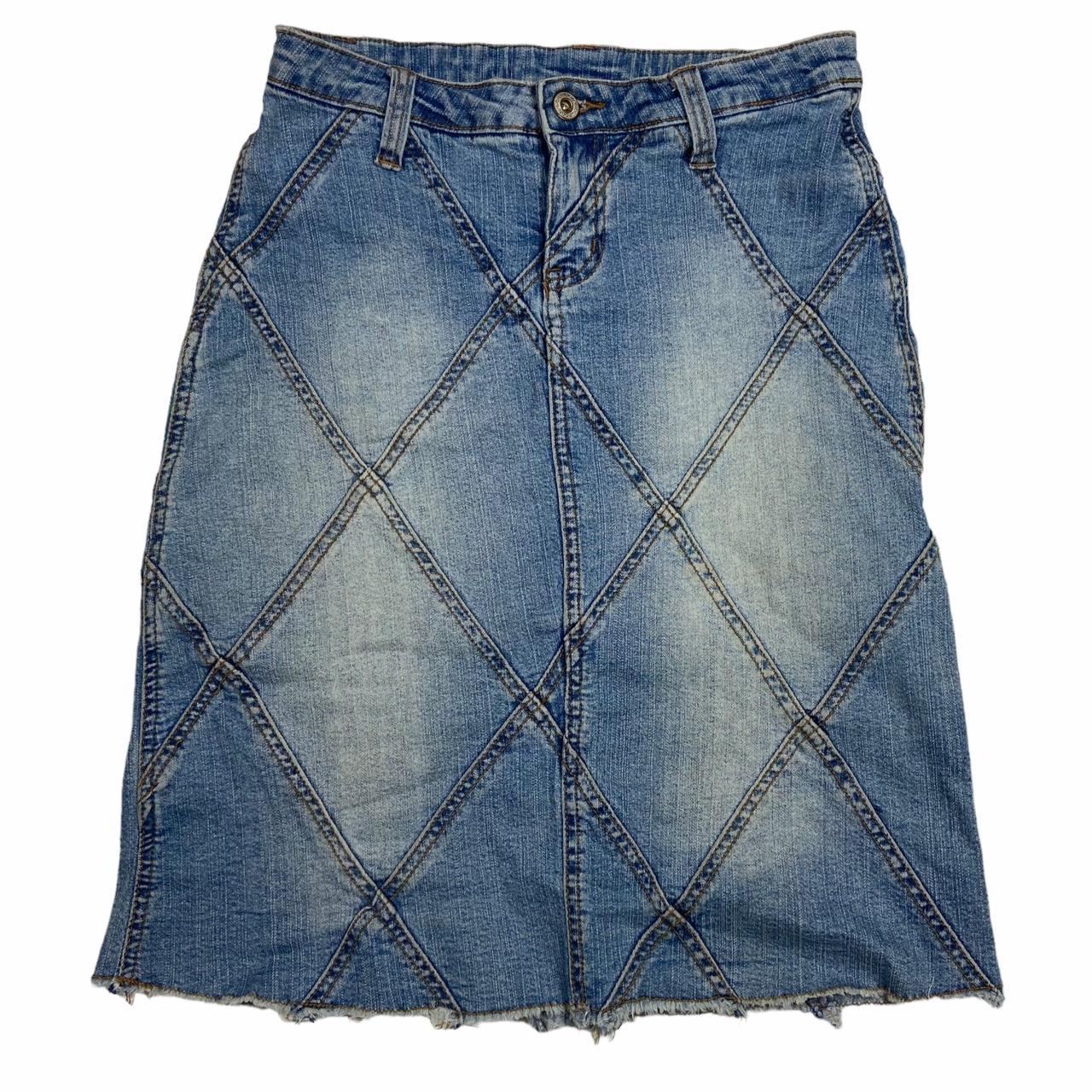 Y2k patchwork style denim mini skirt Can be worn... - Depop