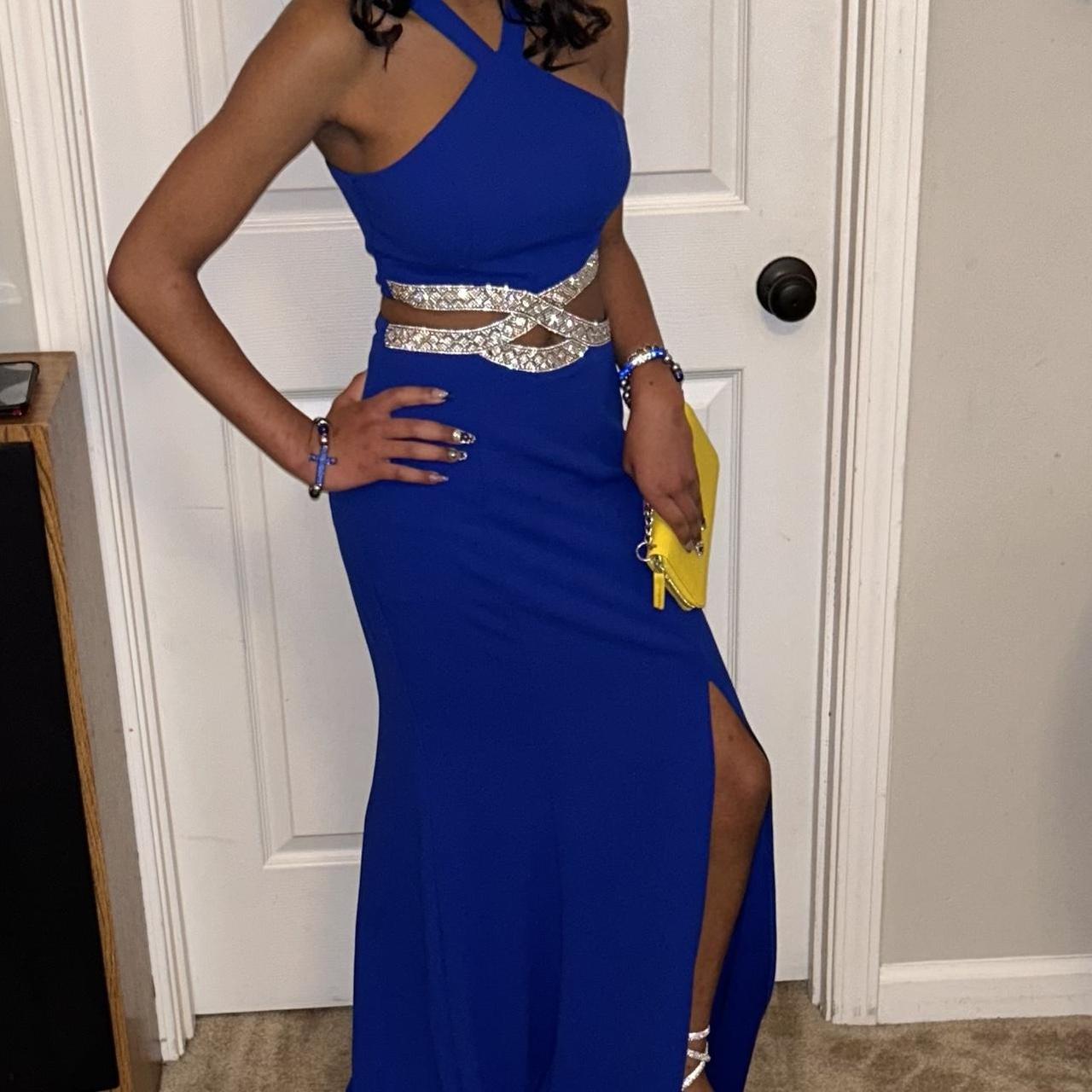 Dillard's prom dress. Royal blue. Openings near... - Depop