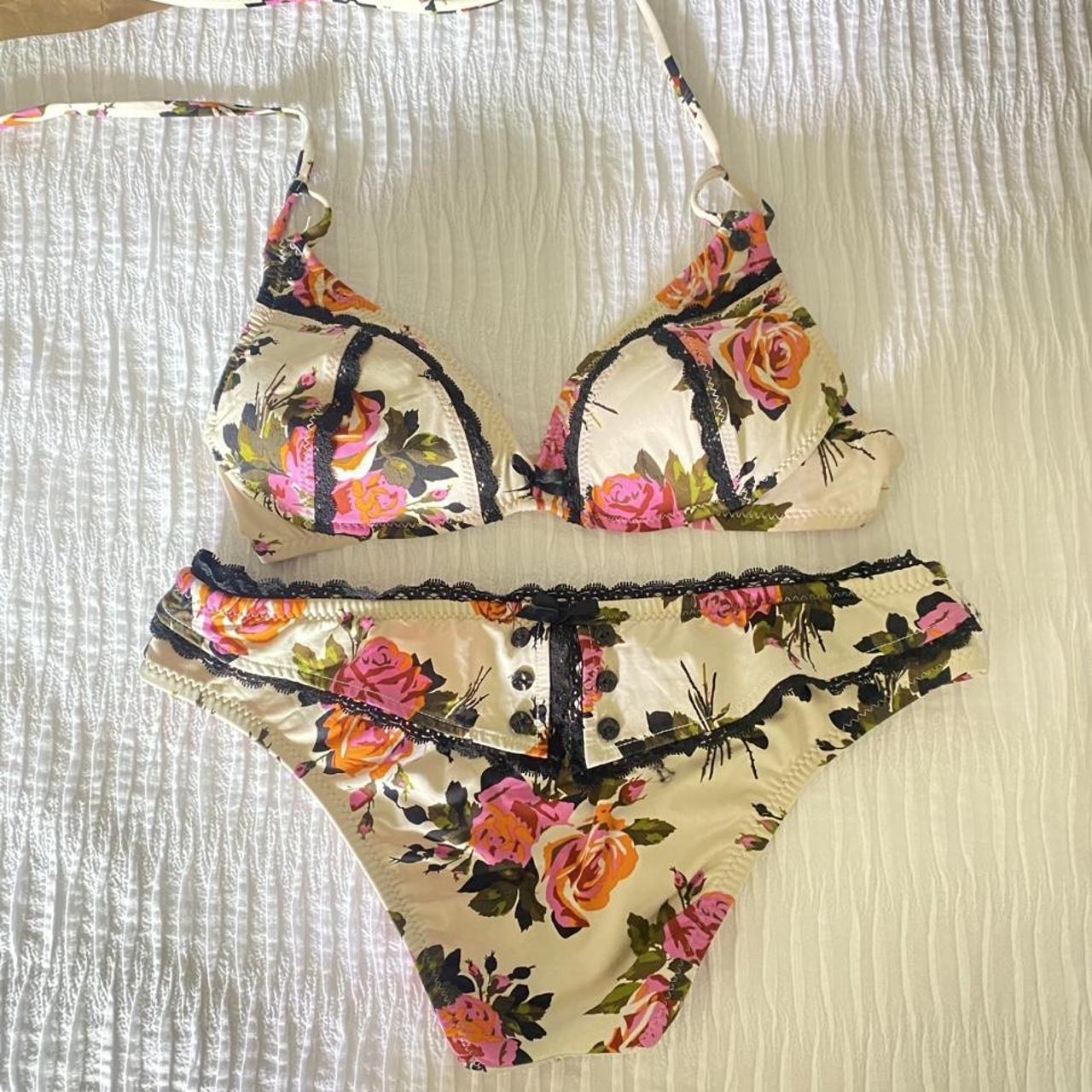 Betsey Johnson Women's Pink and Black Bikinis-and-tankini-sets | Depop