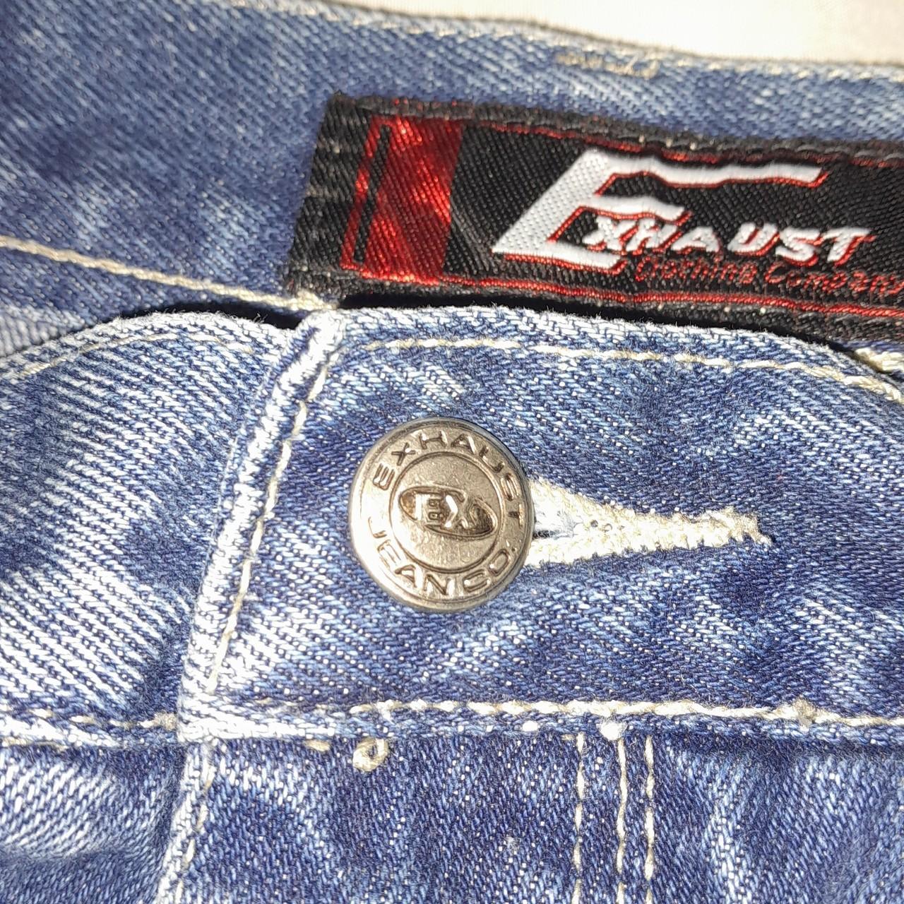 Vintage Y2K black and white striped Exhaust jeans,... Depop