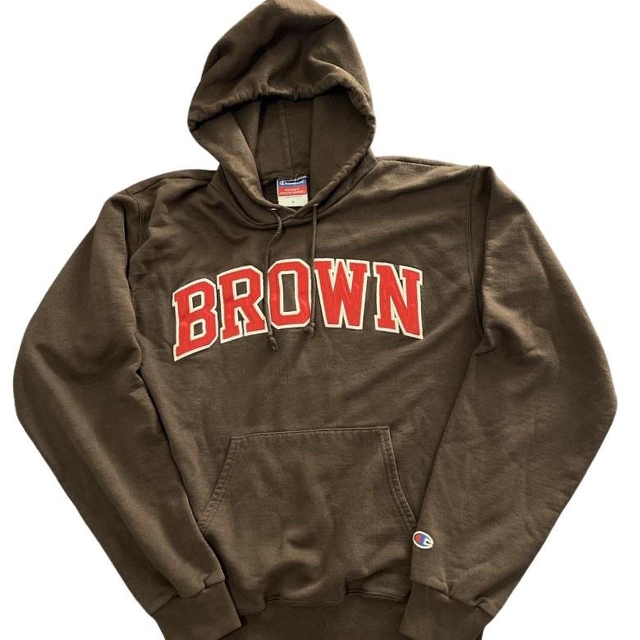 Brown champion hoodie - Depop