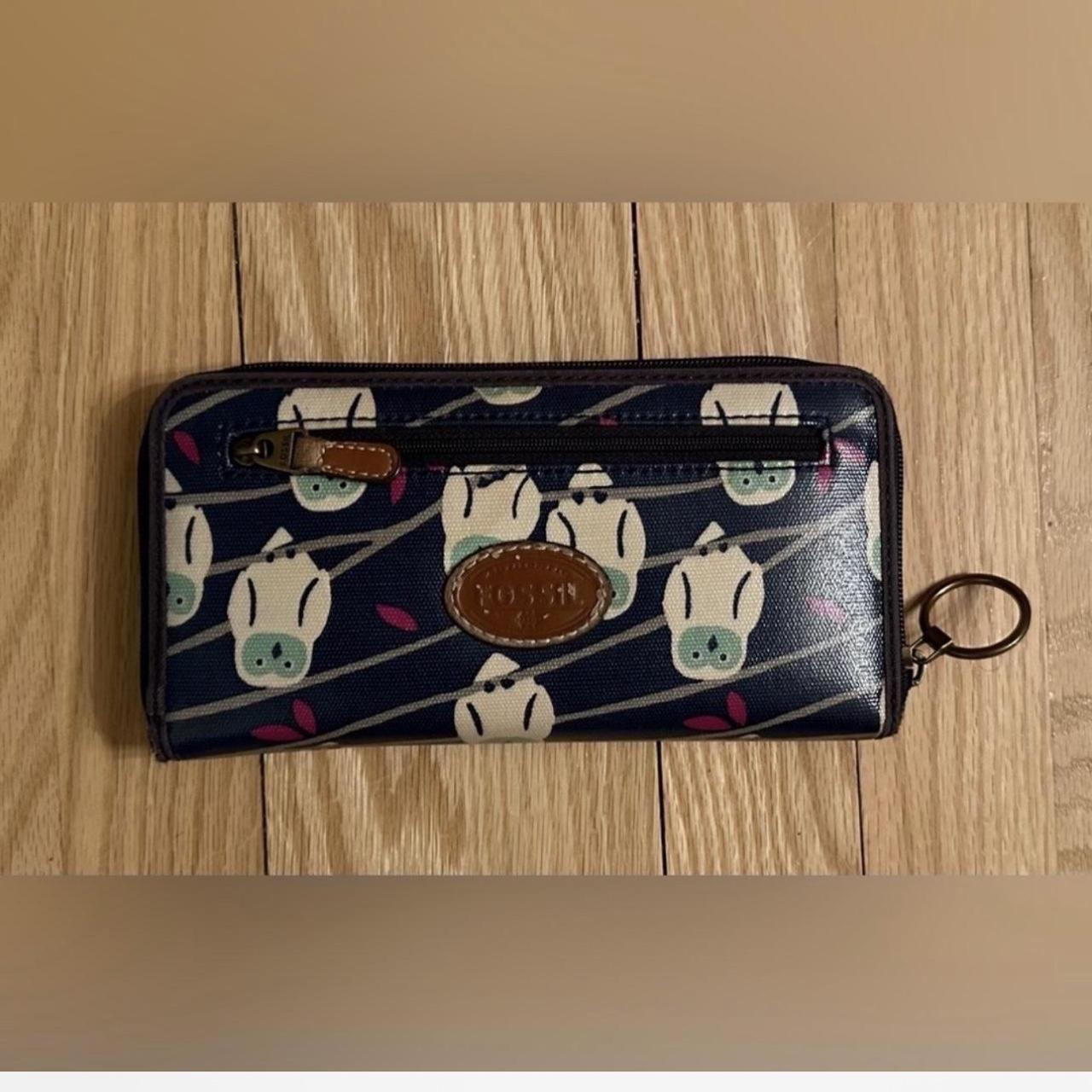 Fossil Women's Wallet - Blue/Multi – Fossil Zippe… - image 1