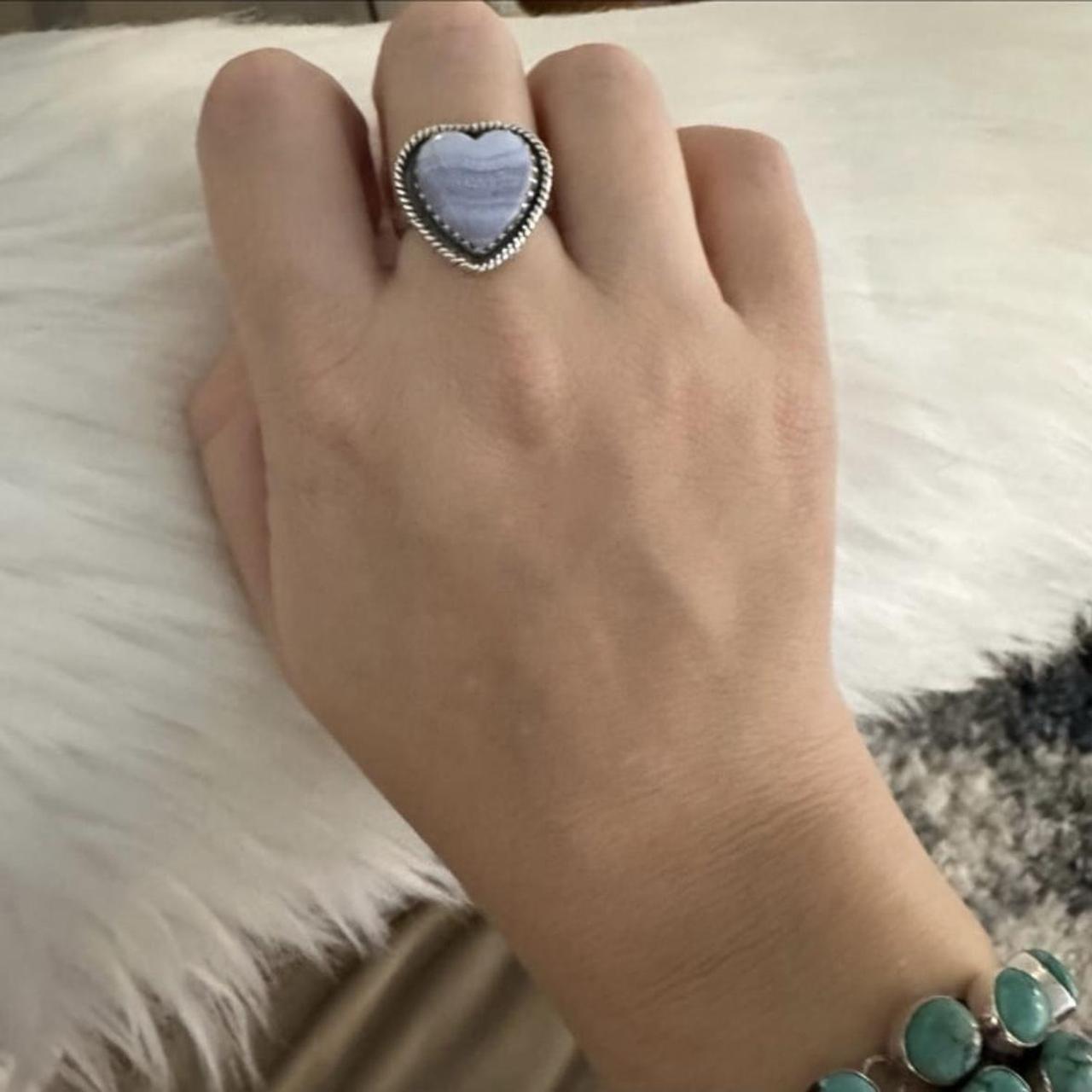 Blue Lace Agate Sterling factory Silver Ring-SIZE 9