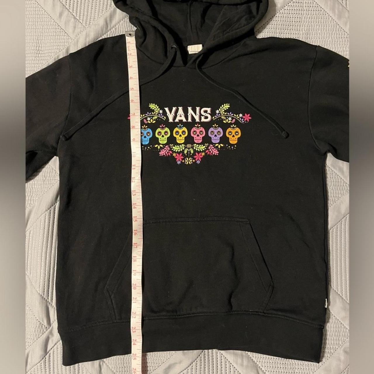 Mens sugar skull graphic hoodie by Vans. Features Depop