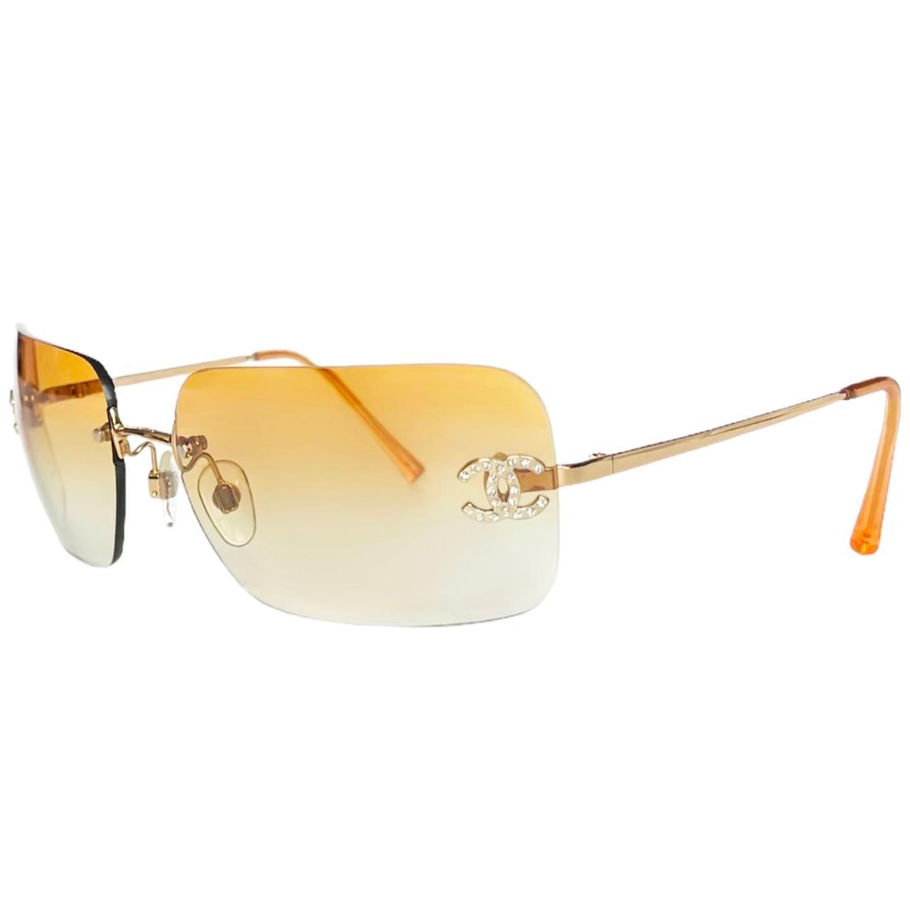 RARE Authentic Diamanté Chanel Sunglasses Light - Depop