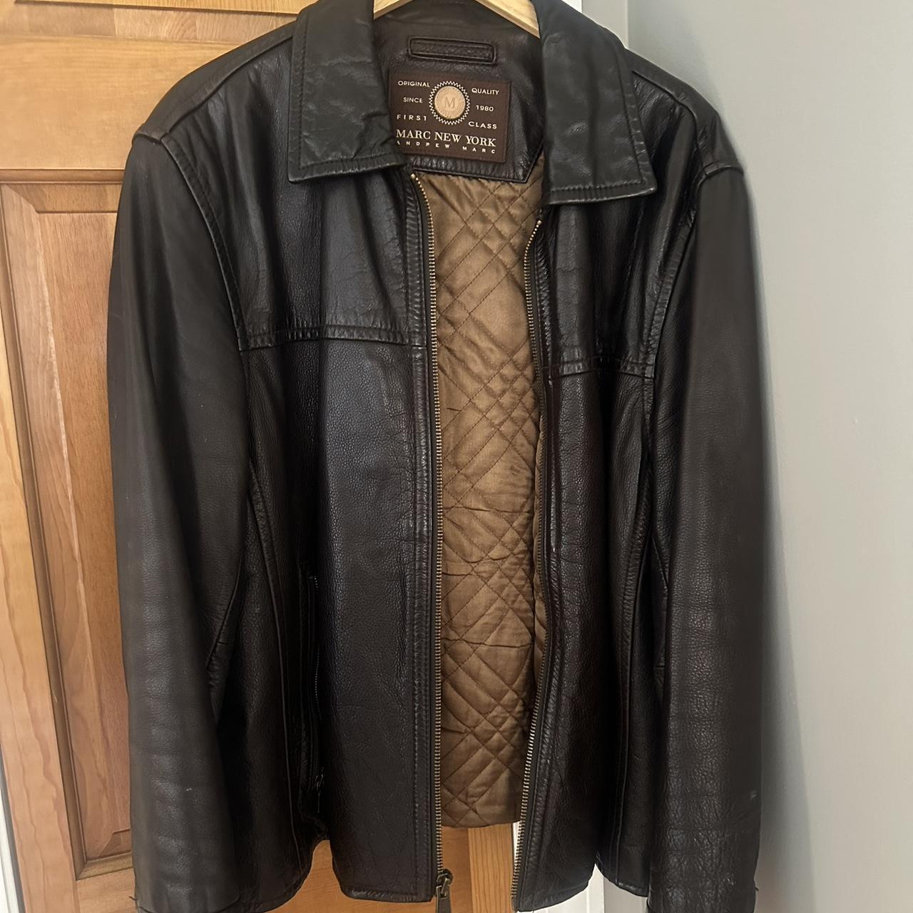 Vintage Men's Marc New York authentic First Class Black Leather Motor Jacket Size XL