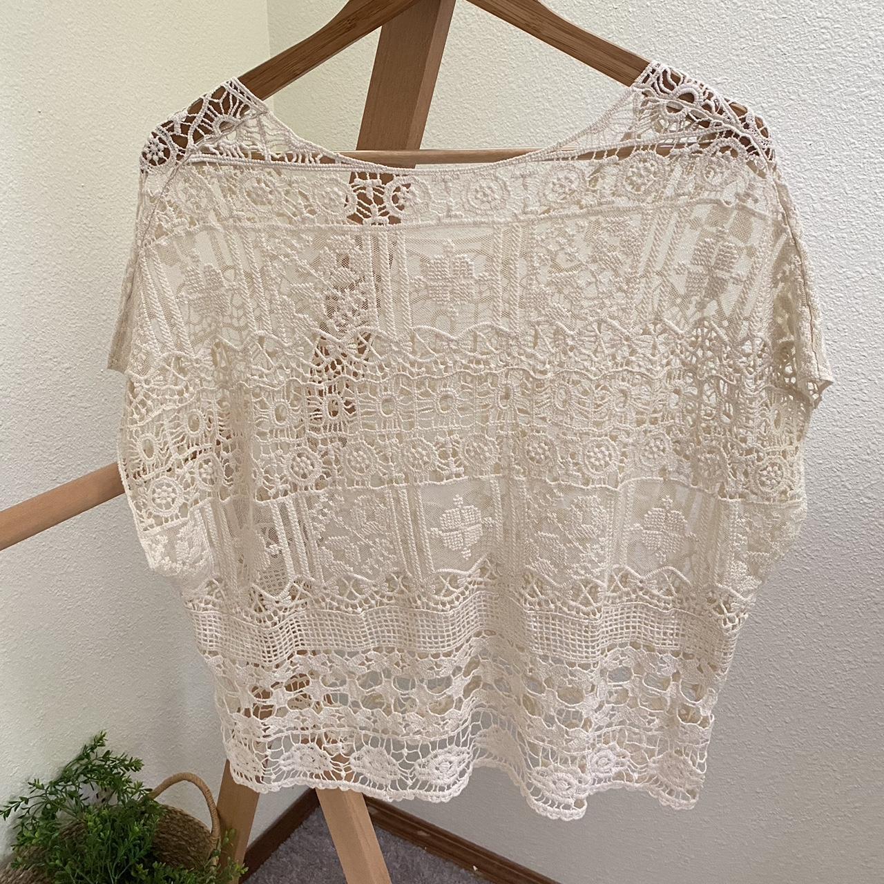 Beautiful boho crochet t-shirt! Excellent... - Depop