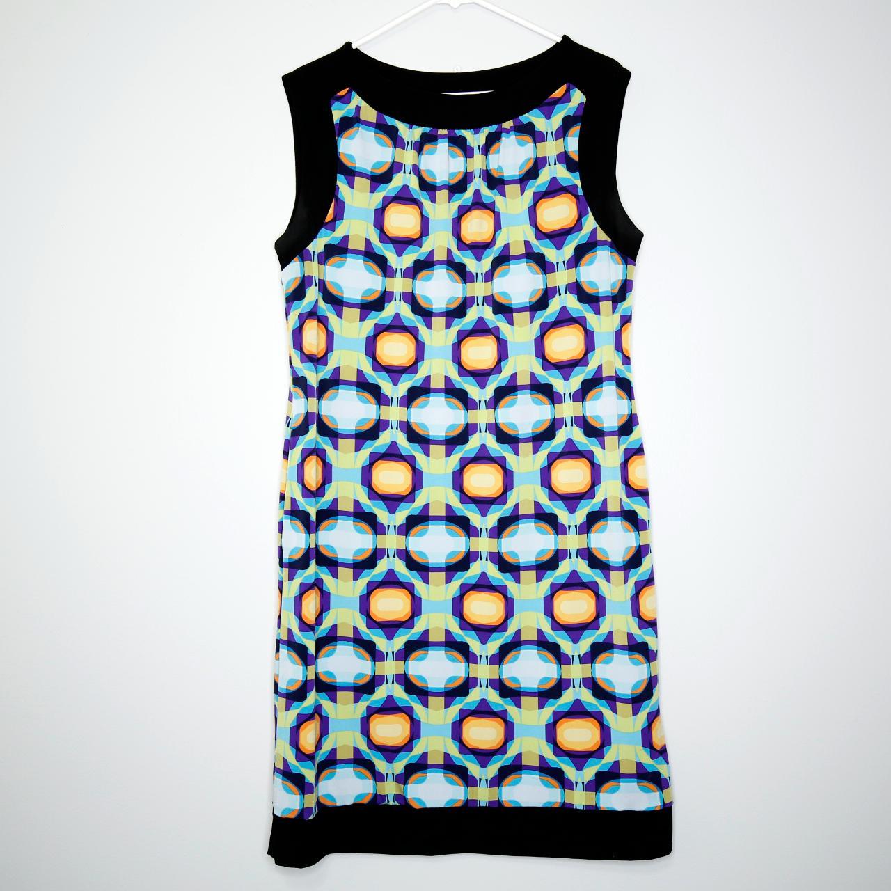 Preloved Women's Midi Dress - Multi/Black - L – Ronni Nicole Graphic Print Sleeveless Knee-Length Sheath …