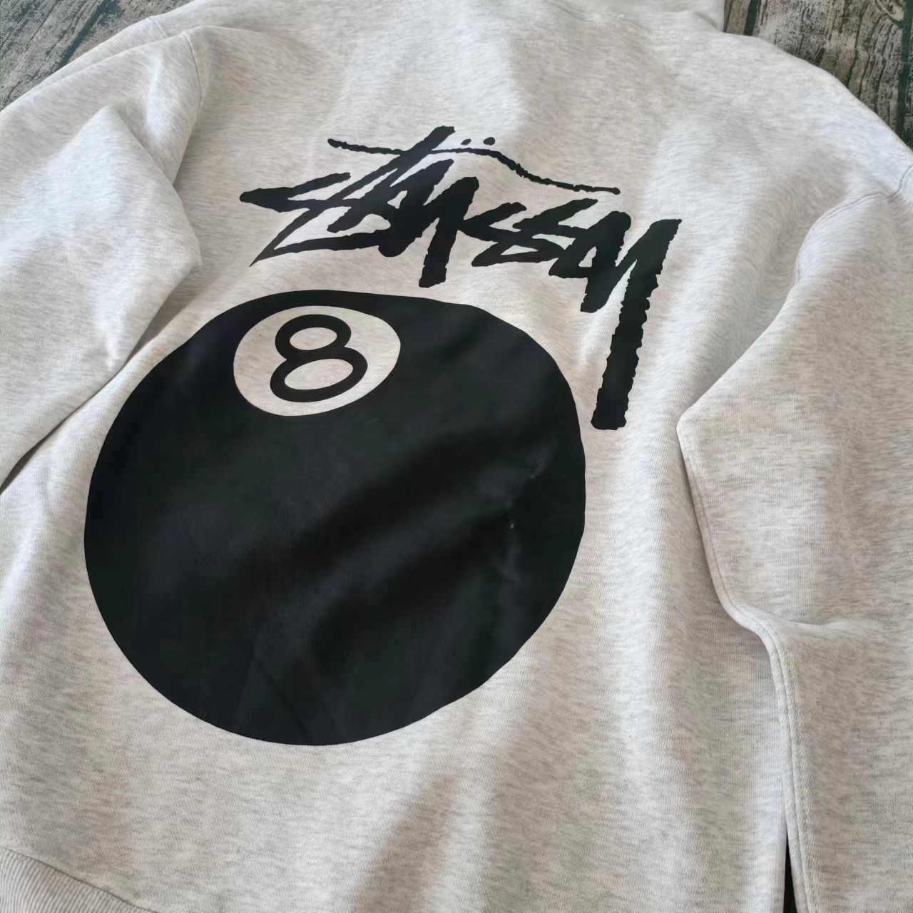 Stussy Grey 8-Ball Hoodie Size: L Large Large L /... - Depop