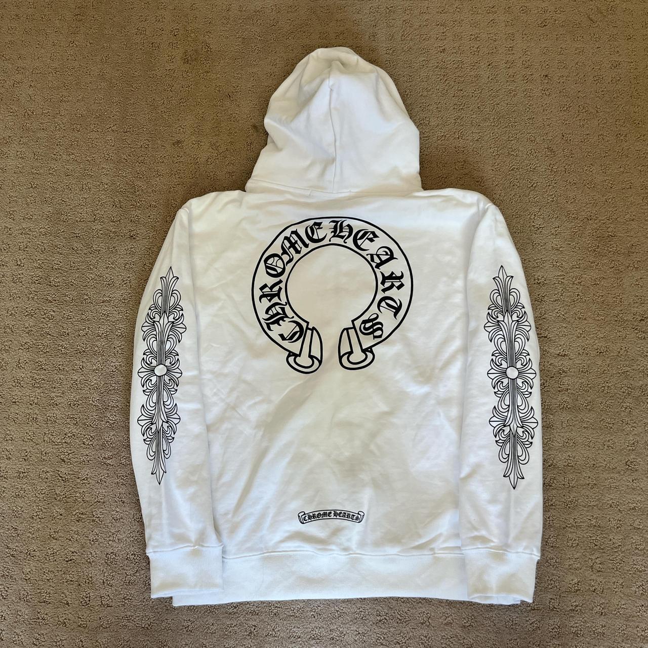 Chrome Hearts white horseshoe zip up - Worn only... - Depop