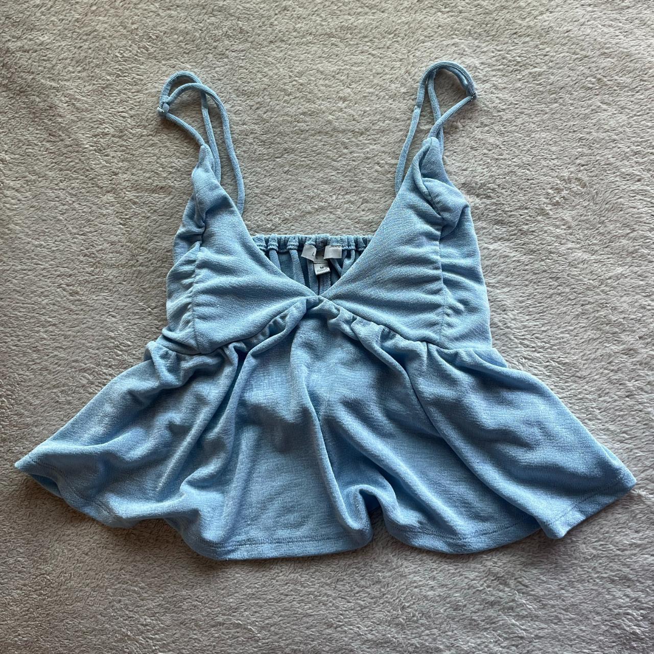 light blue flowy top sized S/M milkmaid... Depop