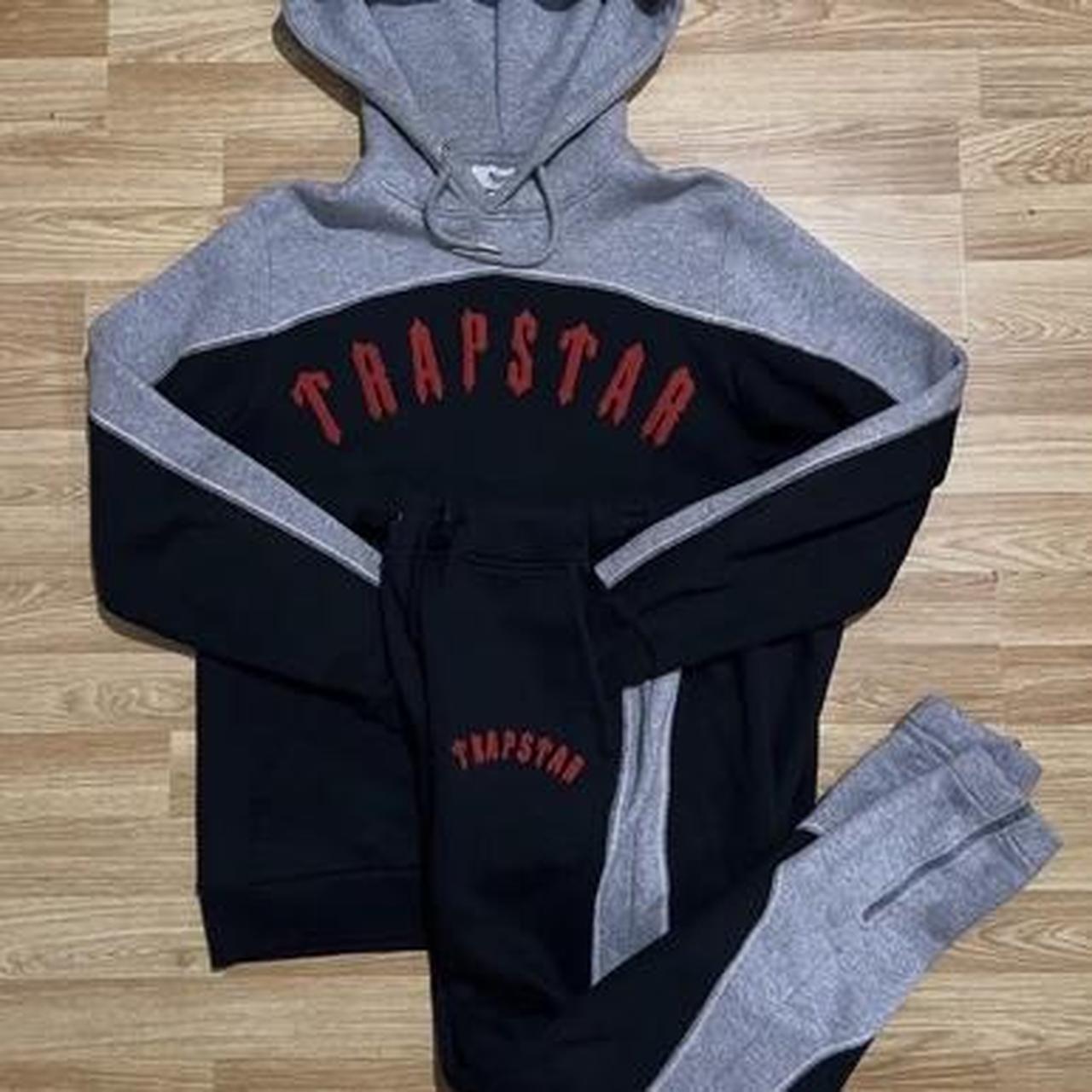 Trapstar irongate Arch Tracksuit Black Grey Red Size... - Depop