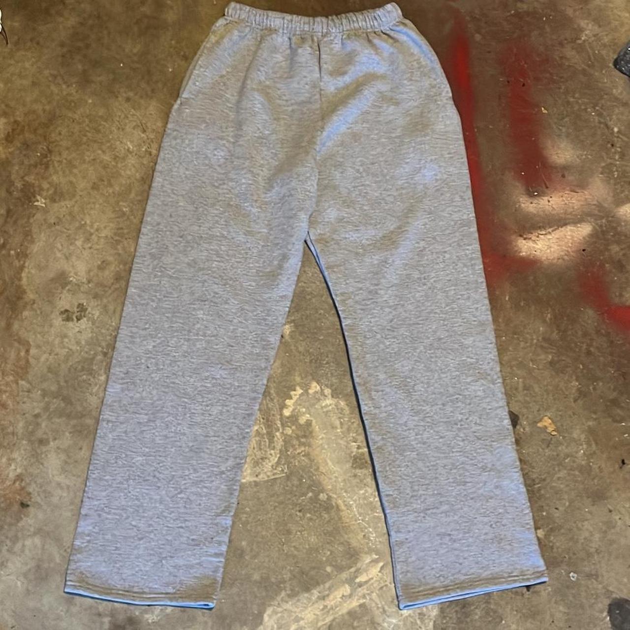 y2k/2000s baggy grey wide leg sweatpants size... - Depop