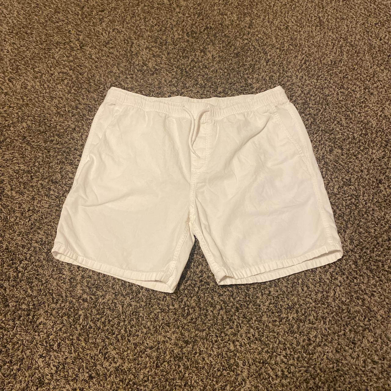 large regular fit h&m white shorts - Depop