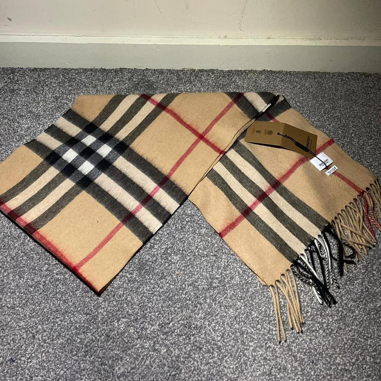 brand new burberry cashmere scarf in beige with tags... Depop