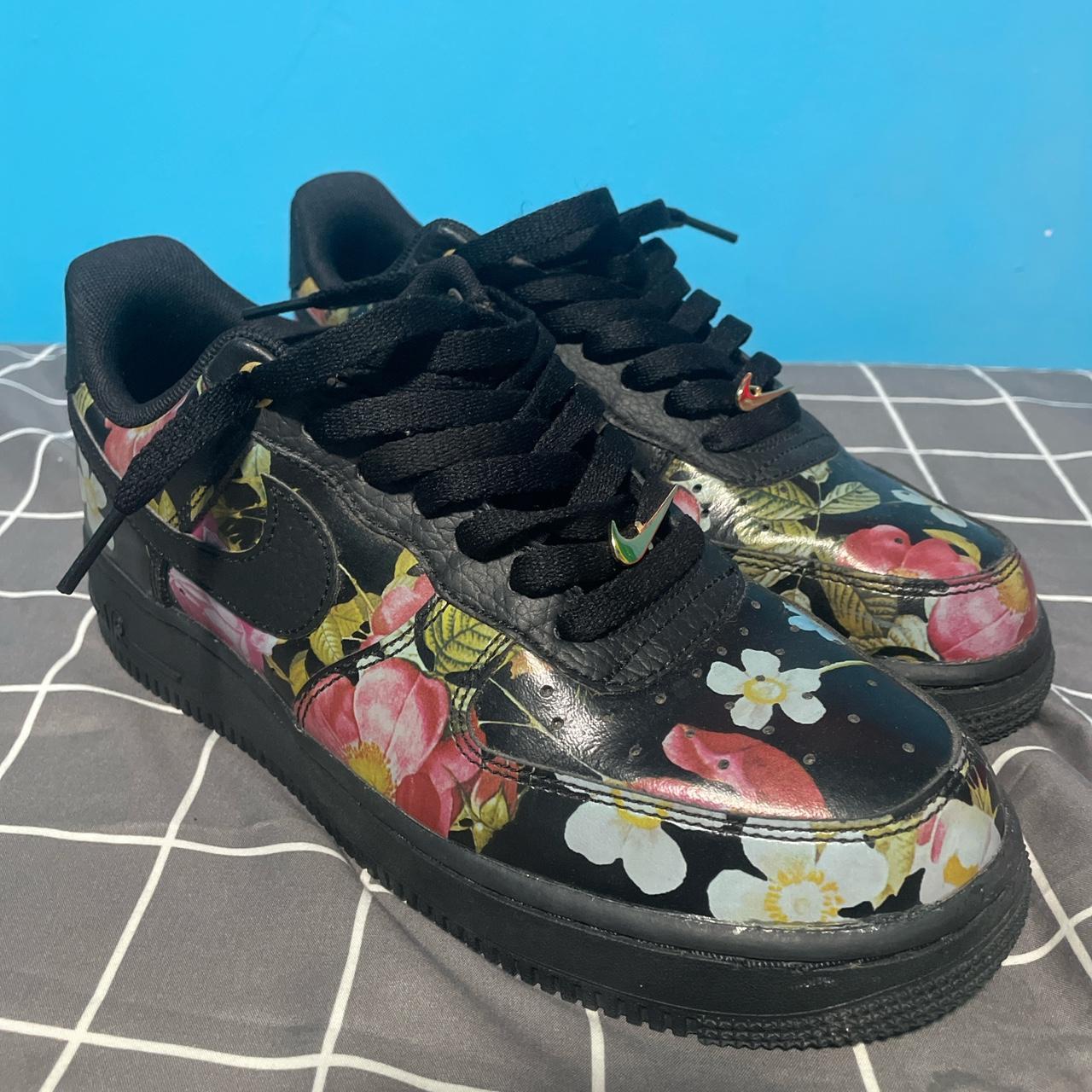 black floral air force 1 size 8.5 mens af1. Depop