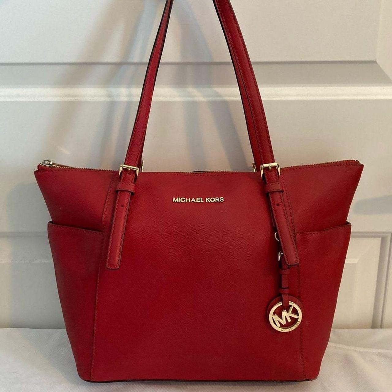 Michael kors red deals tote