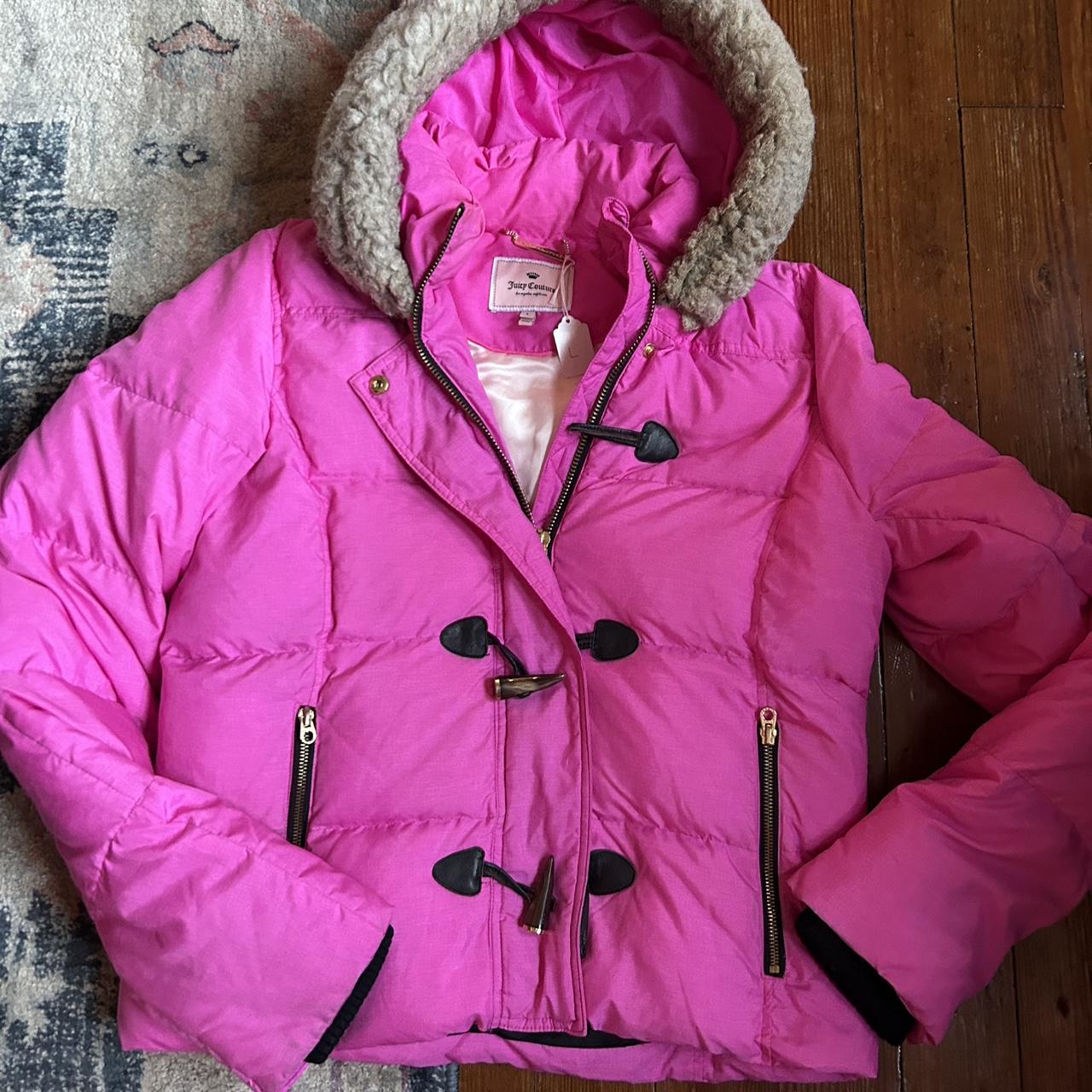 Juicy couture hot pink puffer sz large in good | Depop