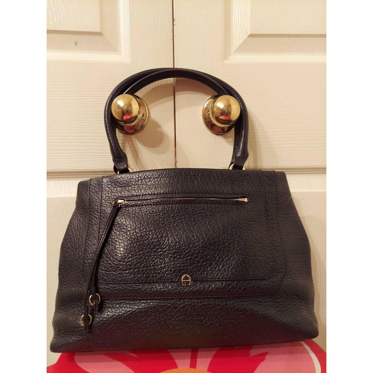 Etienne Aigner Large Vintage Black Shoulder Leather Depop