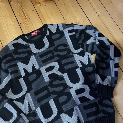 Mens Grey Supreme Big Letter Sweater Jumper FW18... - Depop