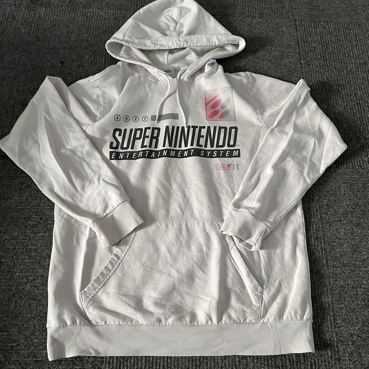 Super Nintendo white hoodie with front and back design