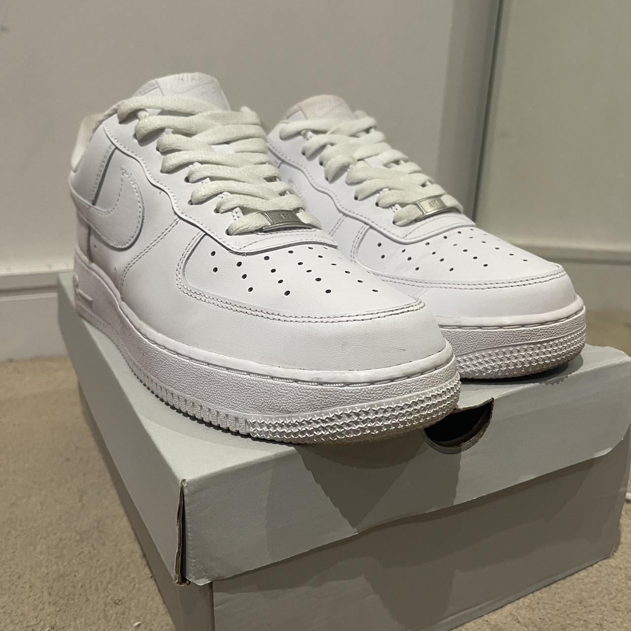 White air forces mens uk size 9, great condition - Depop