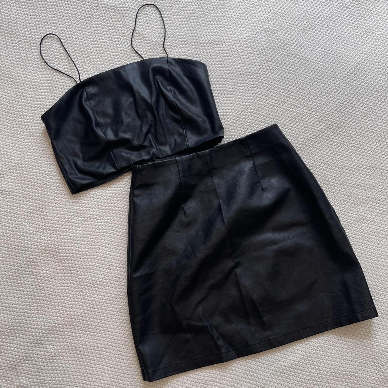 Primark Faux Leather Crop Top and Mini Skirt