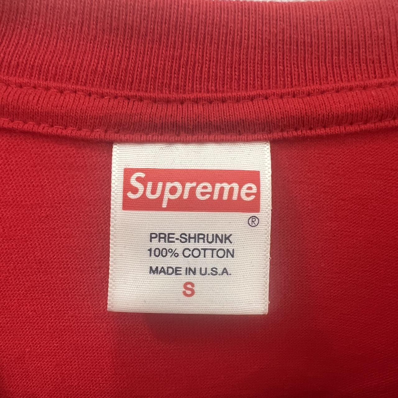 Supreme red tee pre shrunk as shown on tag! - Depop