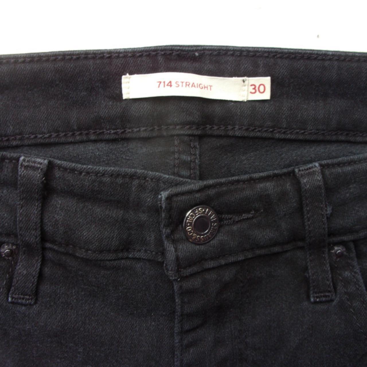 Levis 714 Straight SUPER STRETCHY Black Jeans W30 Depop