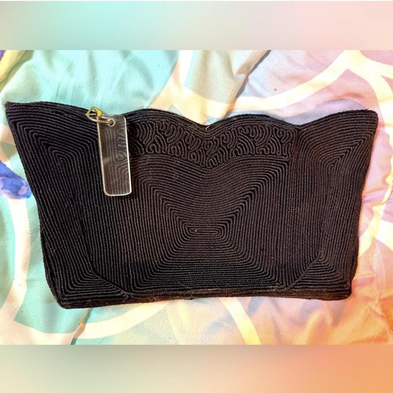 Vintage After Five Black Cloth Clutch Purse Gold Clasp Chain Strap | eBay